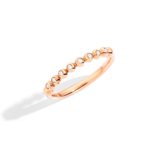 Bague Bollicine – Or rose 9K, diamant blanc