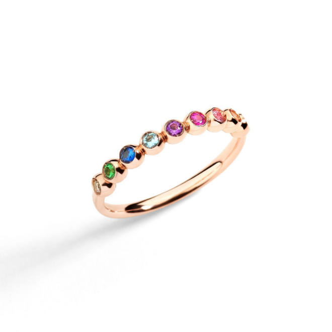 Bague Bollicine – Or rose 9K, pierre multicolore
