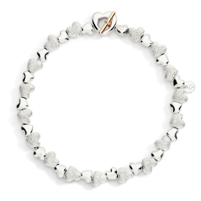 Bracelet Cuore – Or rose 9K & argent 925, cœur, effet diamanté
