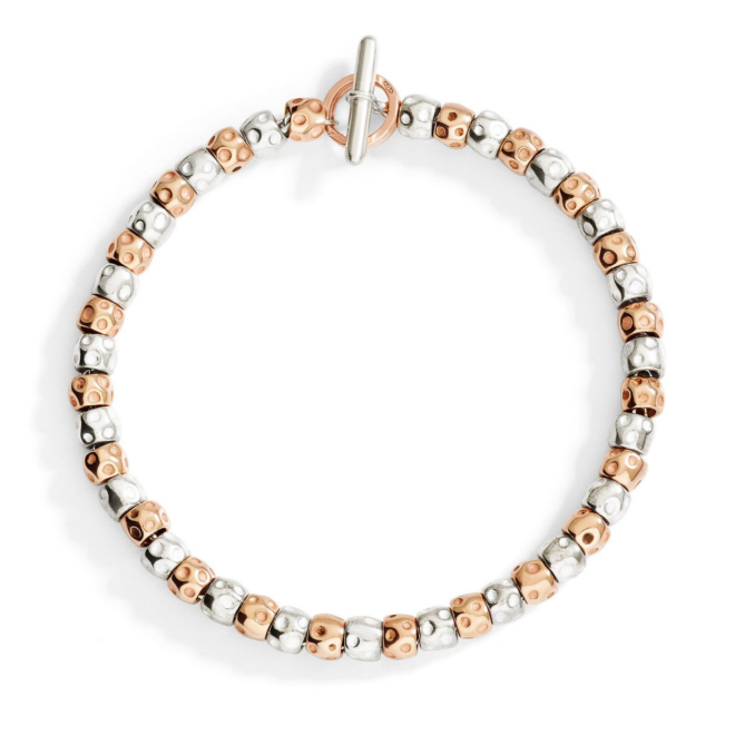 Bracelet Granelli – Or rose 9K & argent 925, S-XXL, réf. DBC6012