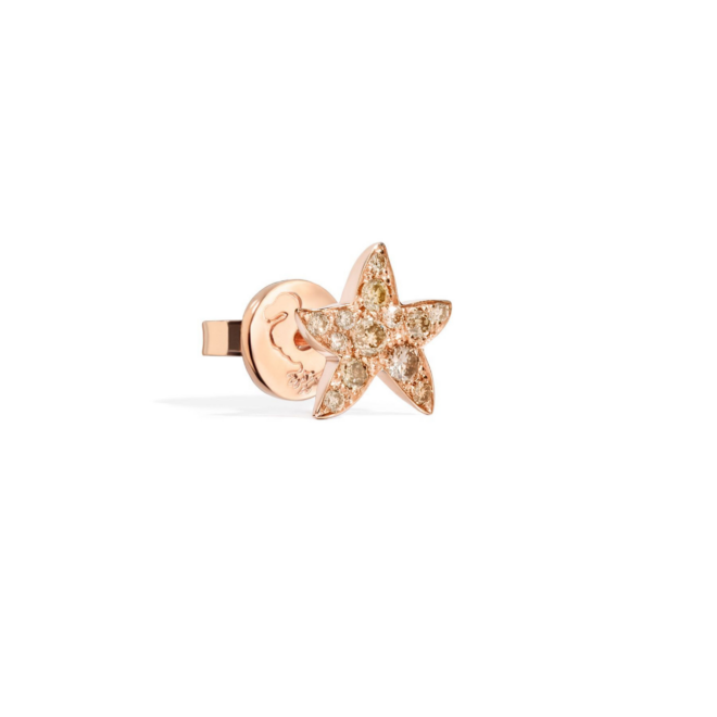 Boucles d'oreilles Universe – Or rose 9K, stud stellina, diamant cognac