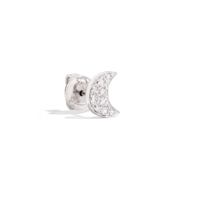 Boucles d'oreilles Universe – Or blanc 18K, stud lune