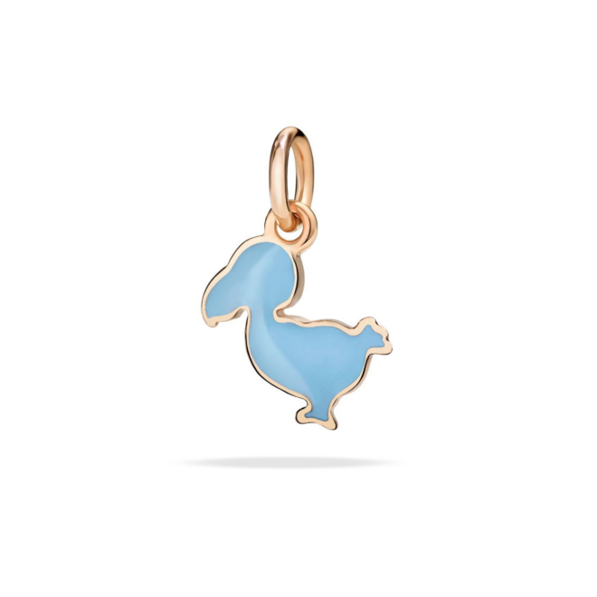 Charm Nature – Or rose 9K, dodo junior, émail bleu ciel