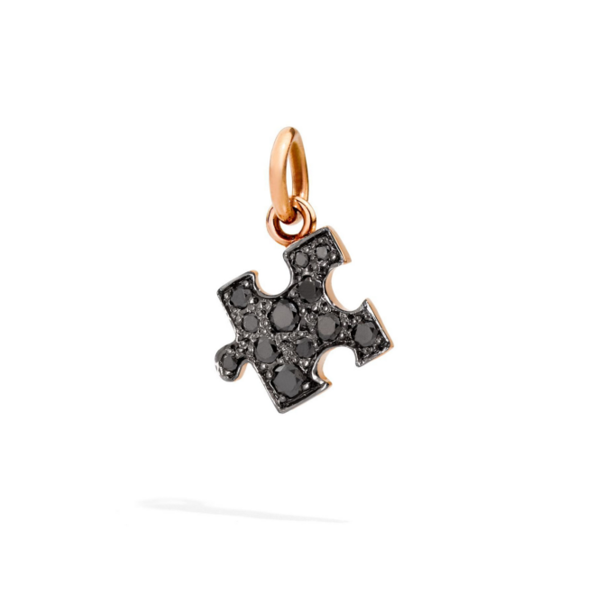 Charm Symbols – Or rose 9K, puzzle, diamant noir