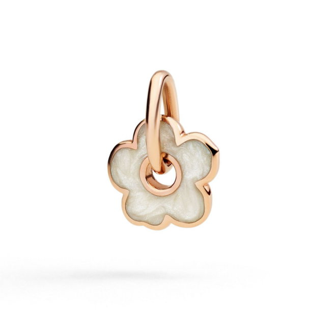 Charm Nature – Or rose 9K, fleur, émail blanc