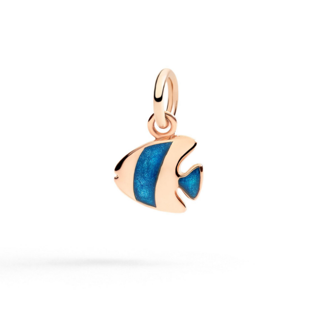 Charm Nature – Or rose 9K, poisson-ange, émail bleu