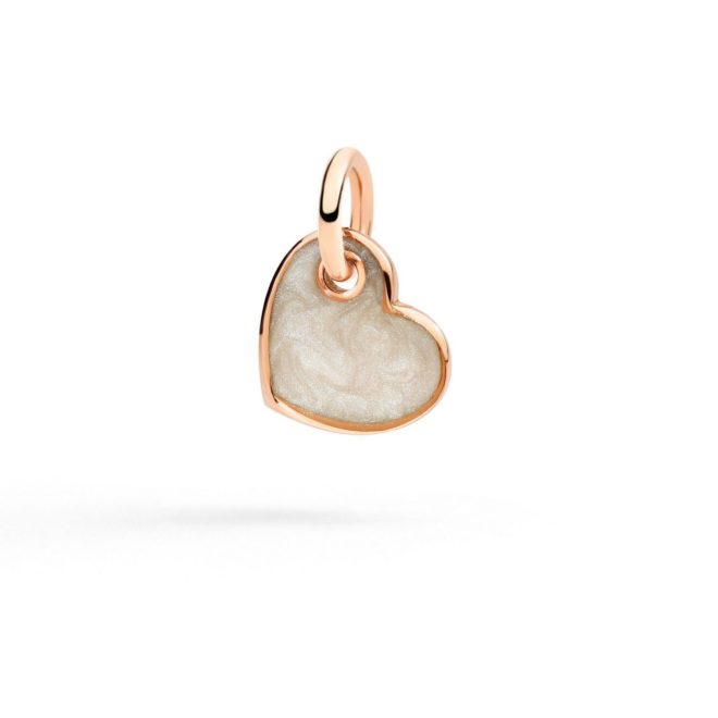 Charm Cuore – Or rose 9K, cœur, émail blanc