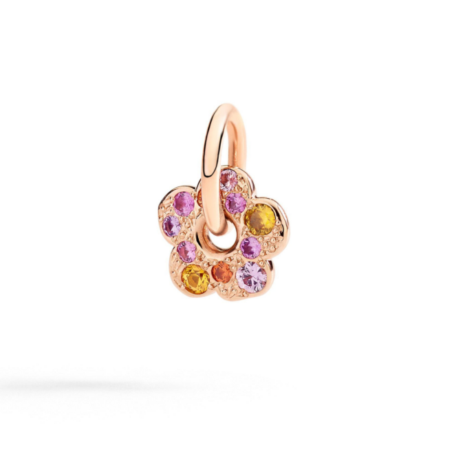 Charm Nature – Or rose 9K, fleur, saphir multicolore