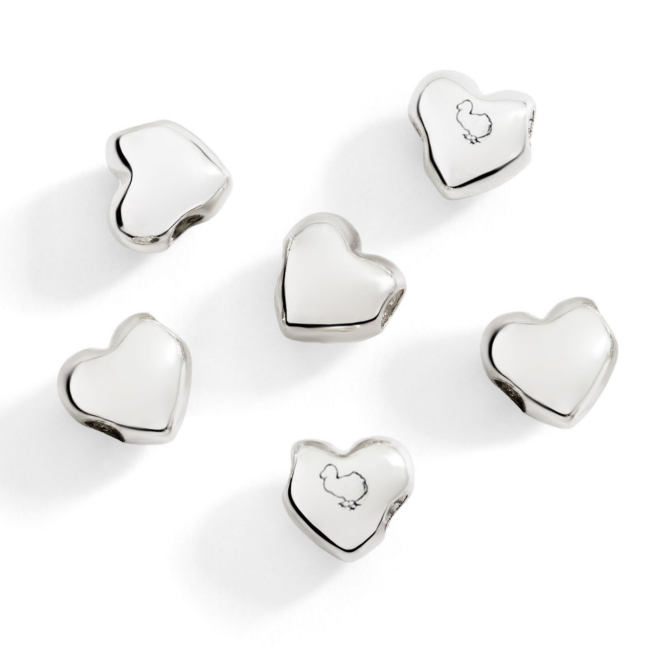 Composant Cuore – Argent 925, lot de 6